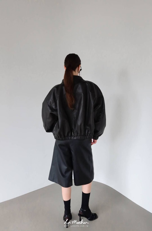 皮革六分寬褲